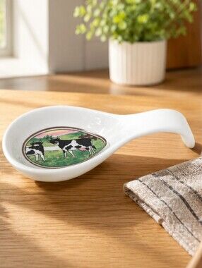 Vintage Cow Ceramic Spoon Rest Kitchen Decor